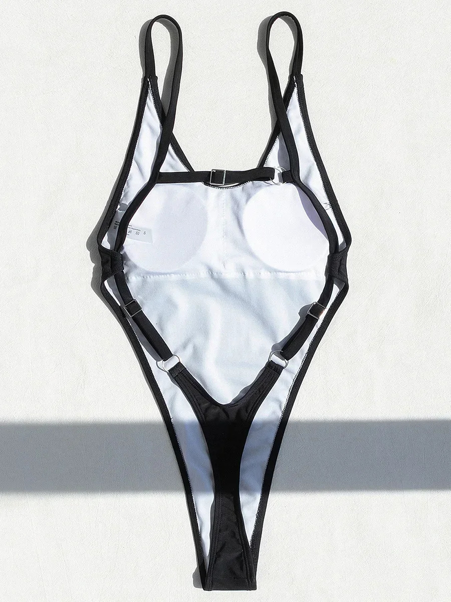 Sexy backless Extreme G String mini thong womens onepiece swimsuit Monokini long leg cut 250318