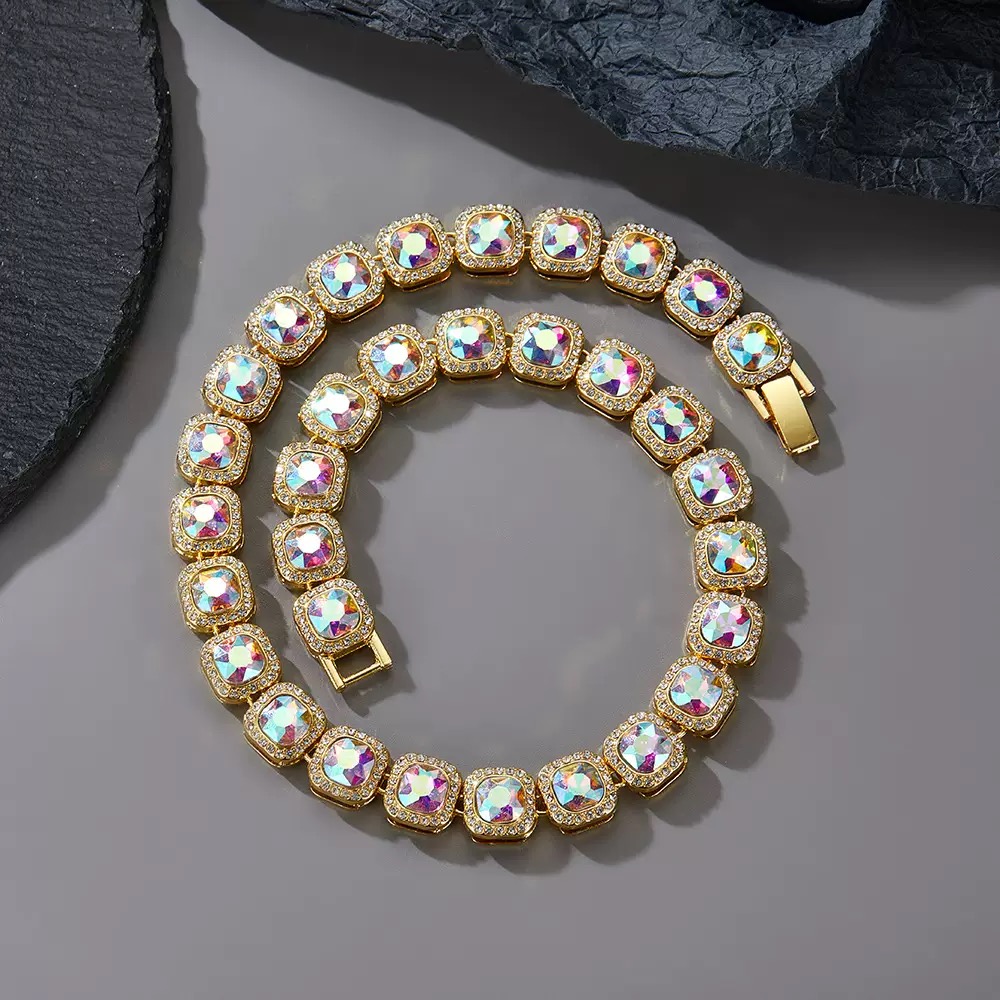 2025 New model Clustered Diamond Tennis Miami Link Chain for Women 7MM Iced Out CZ Cuban Necklace Hip Hop Jewelry Gifts