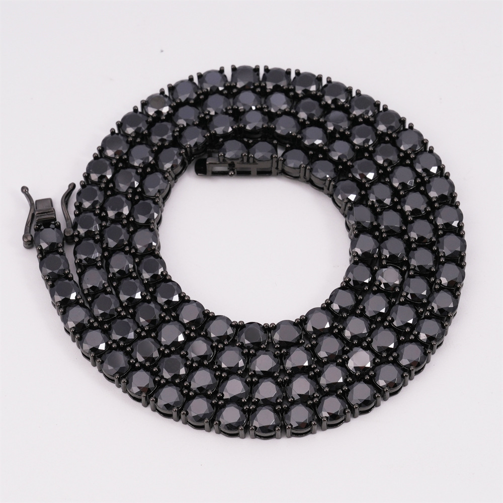 New product 925 silver black moissanite 2mm-5mm personalized tennis necklace hip-hop fashion mens and womens jewelry straight