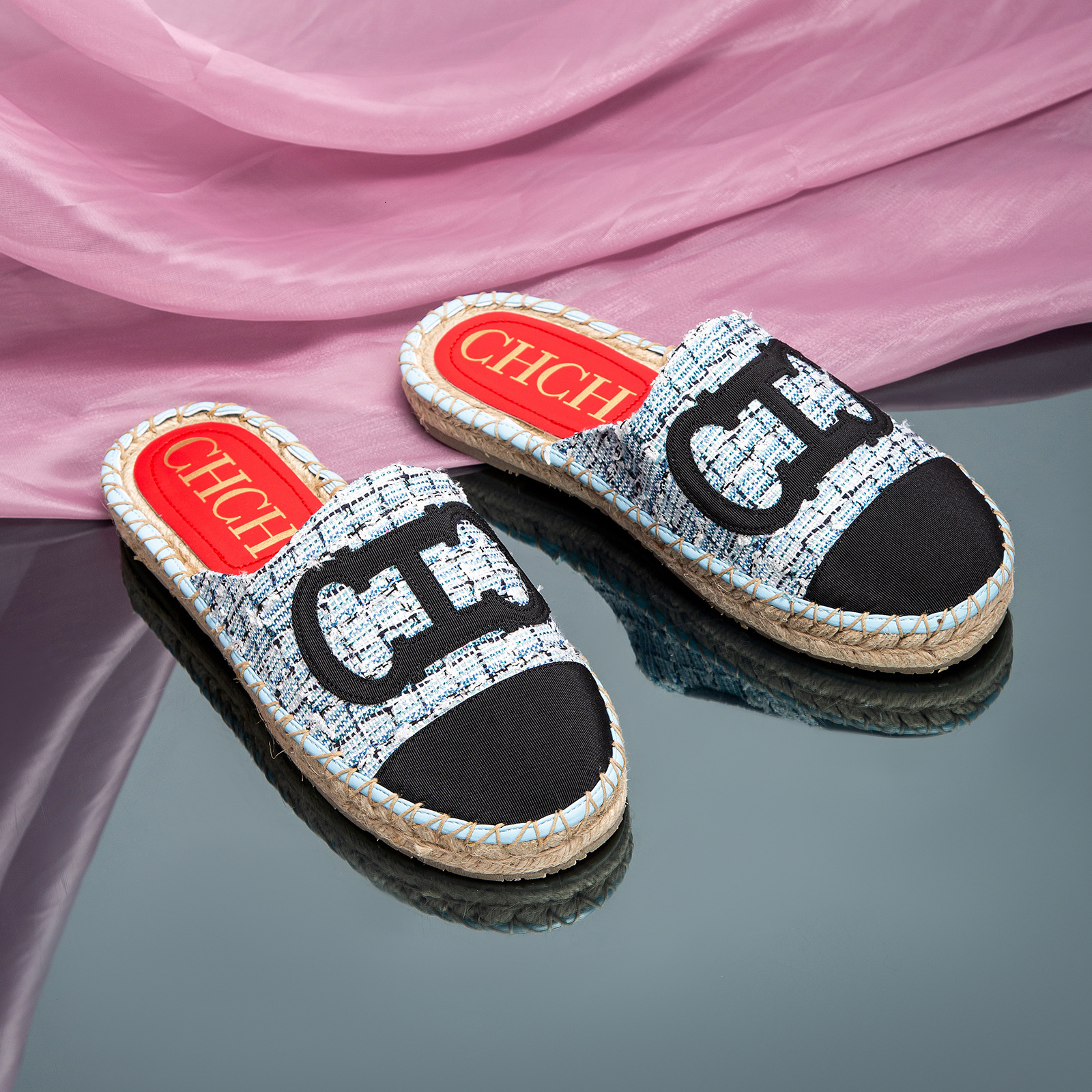 CHCH Baotou Flat Bottomed Small Fragrant Style For Women 2024 New Versatile Lazy Shoes Trend Empty Women's Slippers