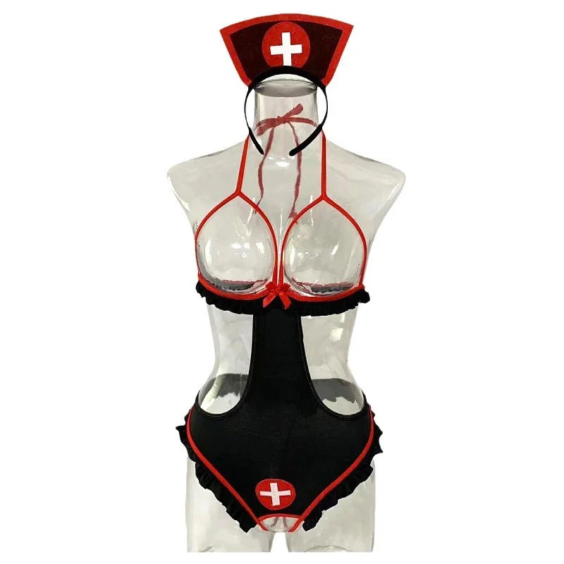 Sexy Cutout One Bikini-Piece Bra Role-Playing Costume Sexy Lingerie Suit Women 250320