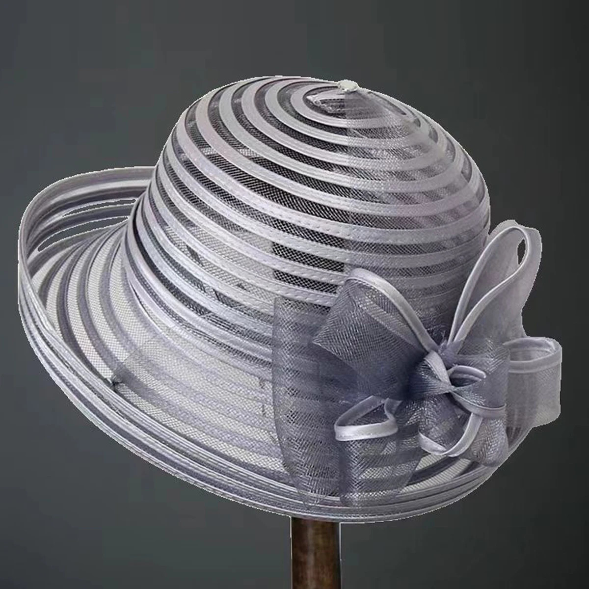 Womens rolled edge fabric striped mesh sun hat breathable sports and leisure hat 250320