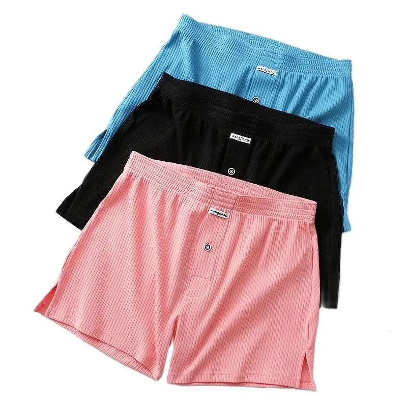 Mens Stretch Cotton Boxer Shorts Threaded Aro Pants Sleepwear Loungewear Boxers Male Underpants Panties 250320
