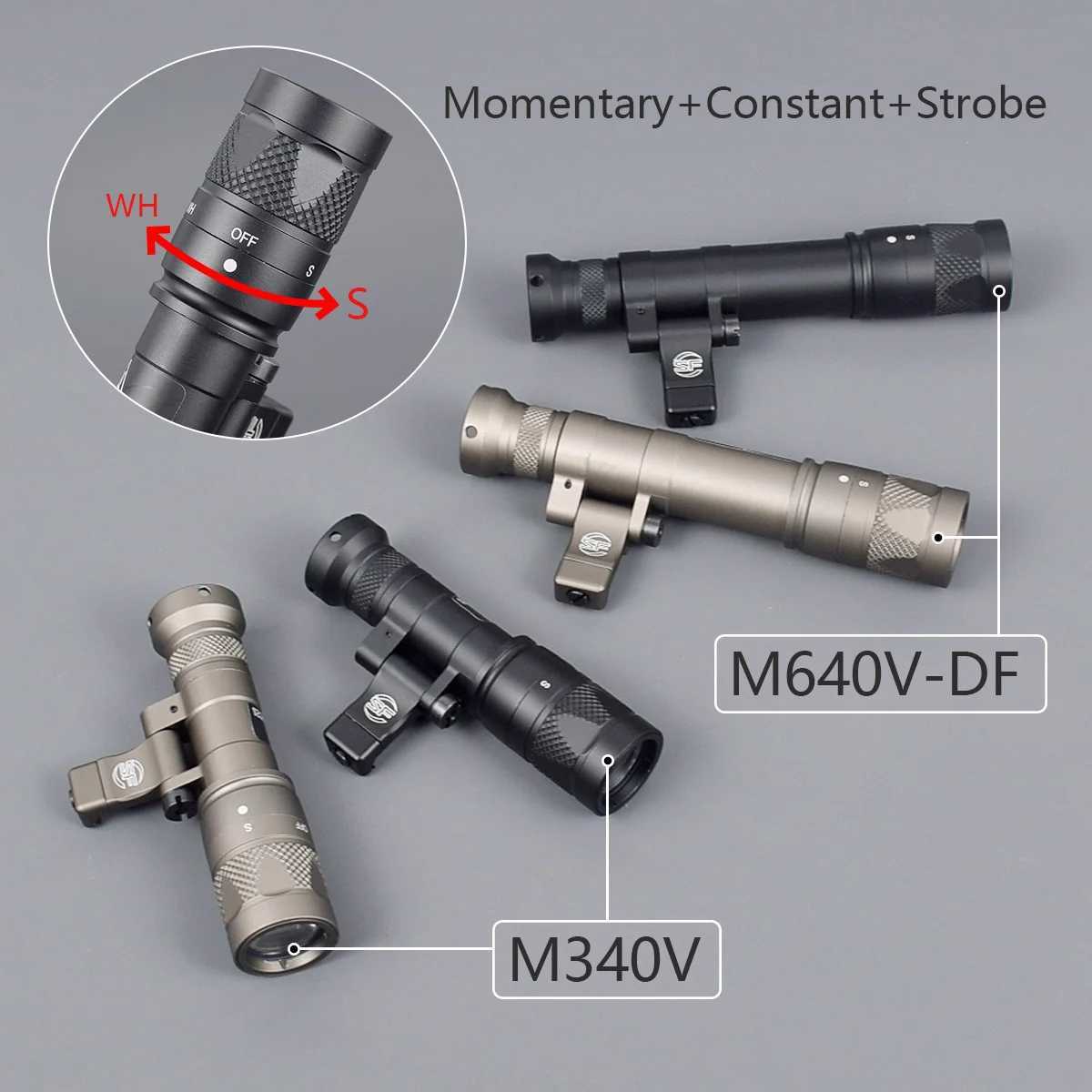 Tactical Offset Flashlight M340C M640DF M340V M640V Strobe Mini Scout Light PRO Compact LED Airsoft Weapon Light X250321