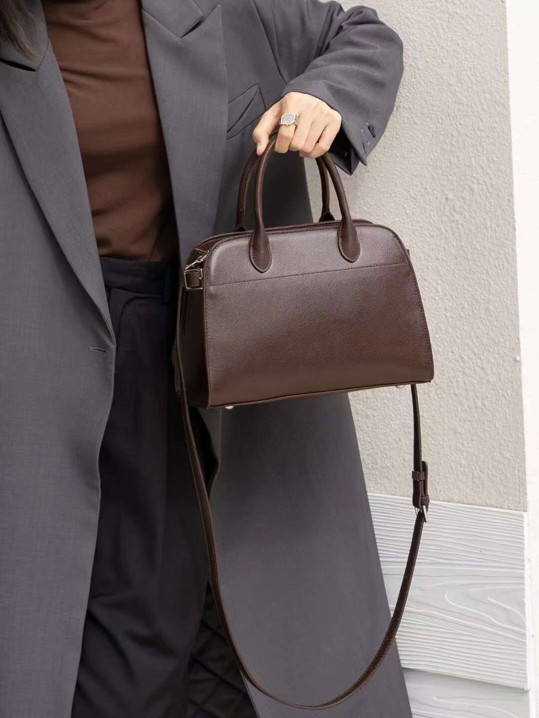New Stylish Large Capacity Office Lady Commuter Tote Top Layer Vegetable Tanned Cow Leather Female Shoulder Bag Handbag