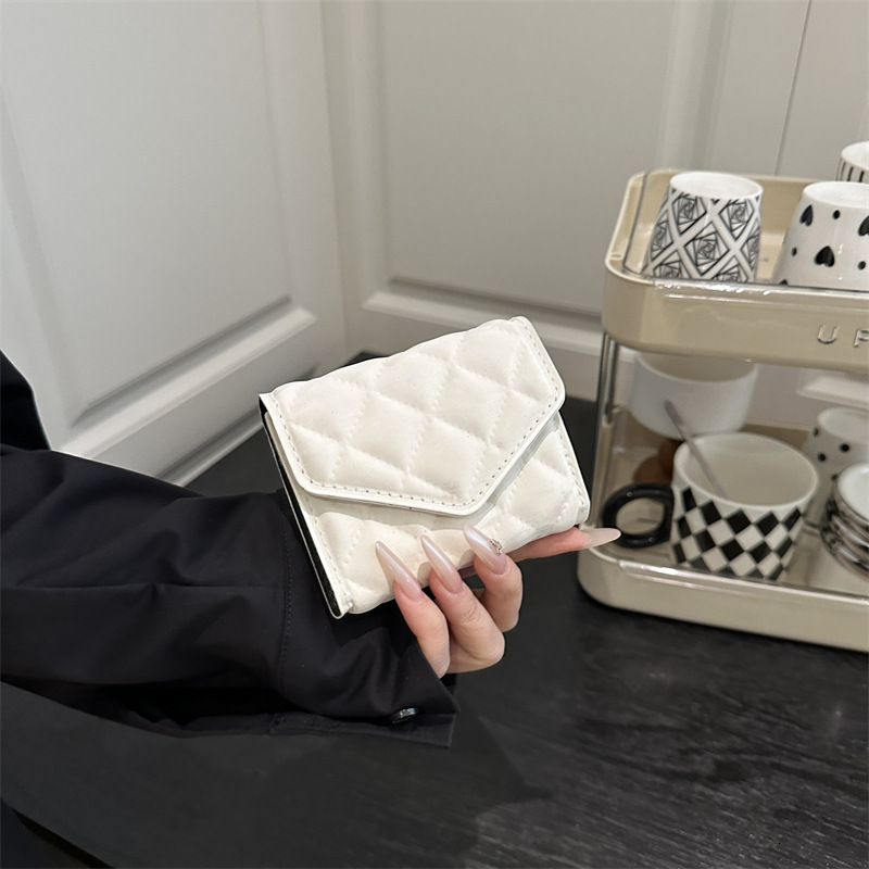 2025S Trend Designer Mini Wallet Small Square Spring And Summer New Style Western S With Dia Grid Embroidery Thread Handheld Card Bag For Women