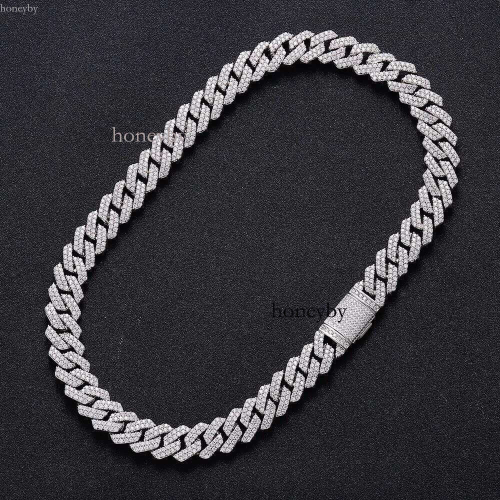 miami cuban k men 14MM wide 2 row dia prong iced out chain necklaces rapper hip hop jewelry designer necklace woman gift for girl