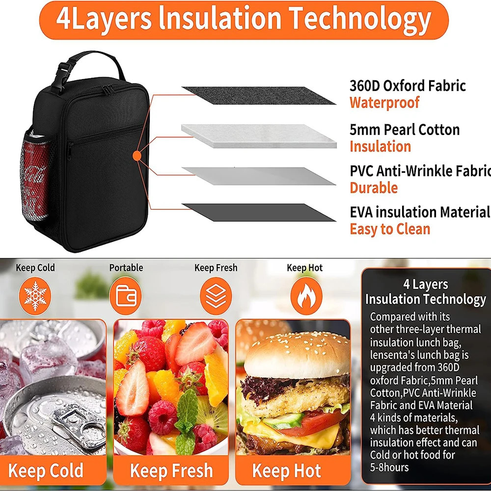 Men Women Insulated Portable Reusable Thermal Lunch Box Cooler Tote Lunch Bag for School Office Keep Food Fresh Warm or Cold 250319