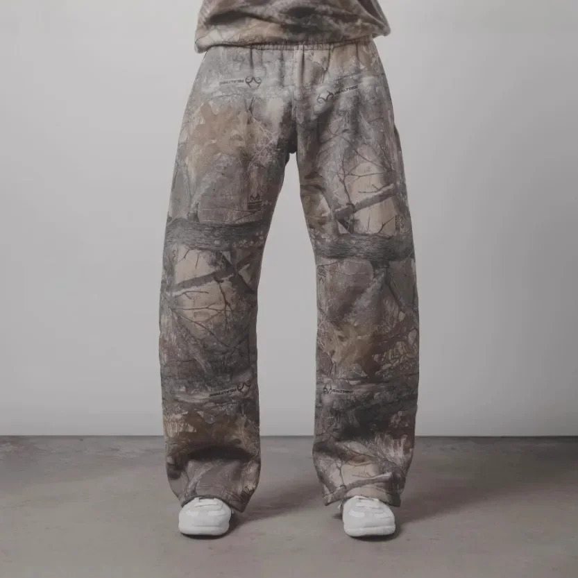 Akimbo Leaf printed straight leg sports pants unisex Y2K street hiphop casual Trouser comfortable loose 250312