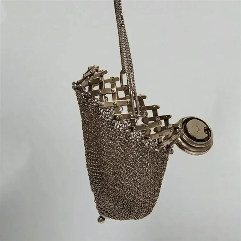 Metal Coin Collection Bag Handmade 1920s English Coin Purse Chain Nail Vintage Shrink Coin Purse Double Mesh Bag R250321