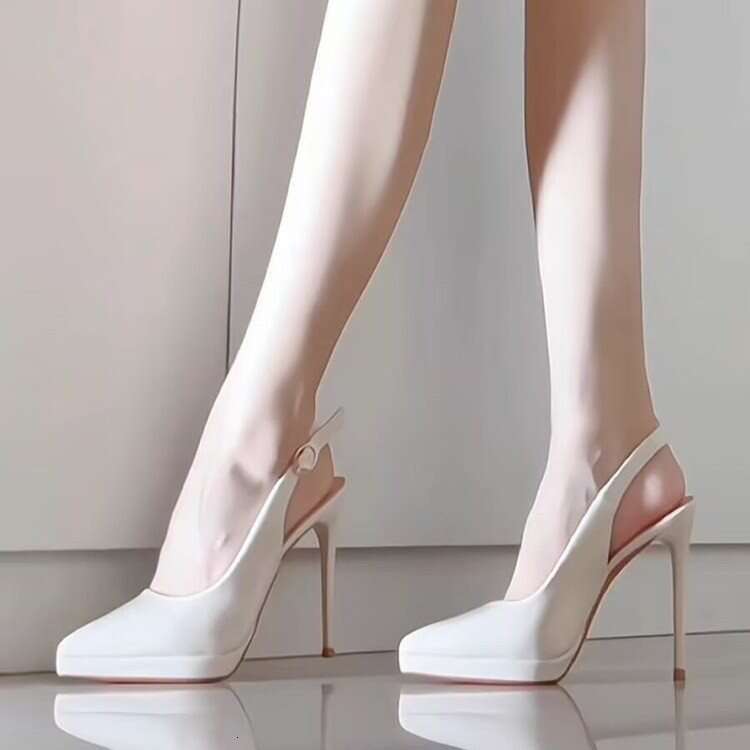 High Heel Non Tiring High Heels Waterproof Platform Summer White New Toe Cap Single Shoes Cm Pointed Sandals For Women S Feet