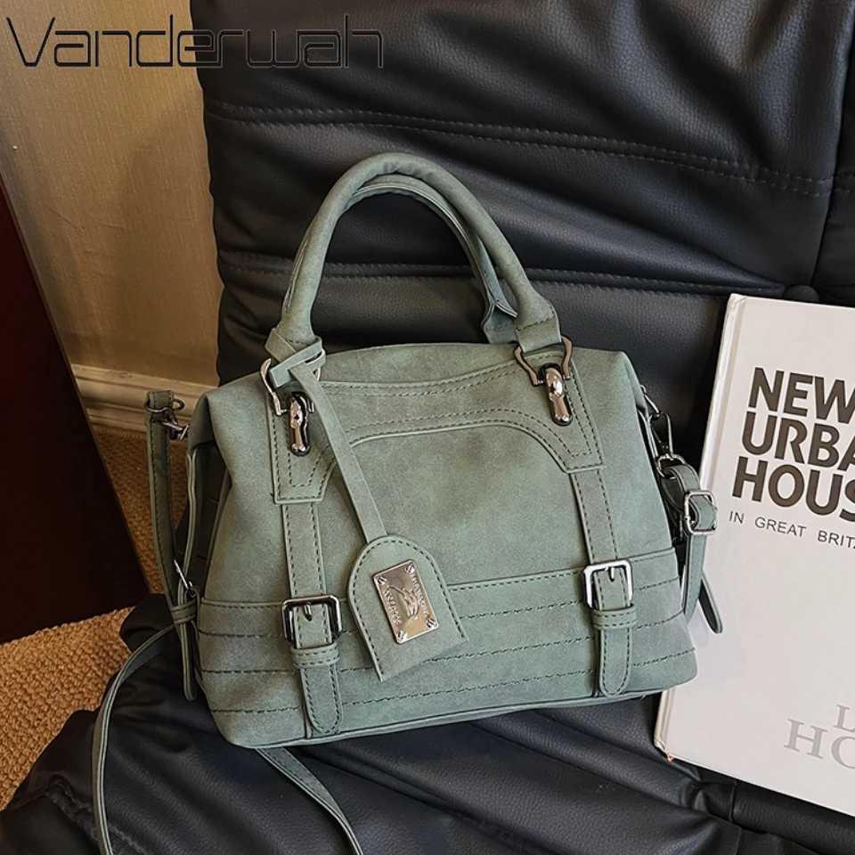 Retro belt luxury womens handbag artificial suede leather shoulder bag designer womens fashionable handbag cross body bag Y250320