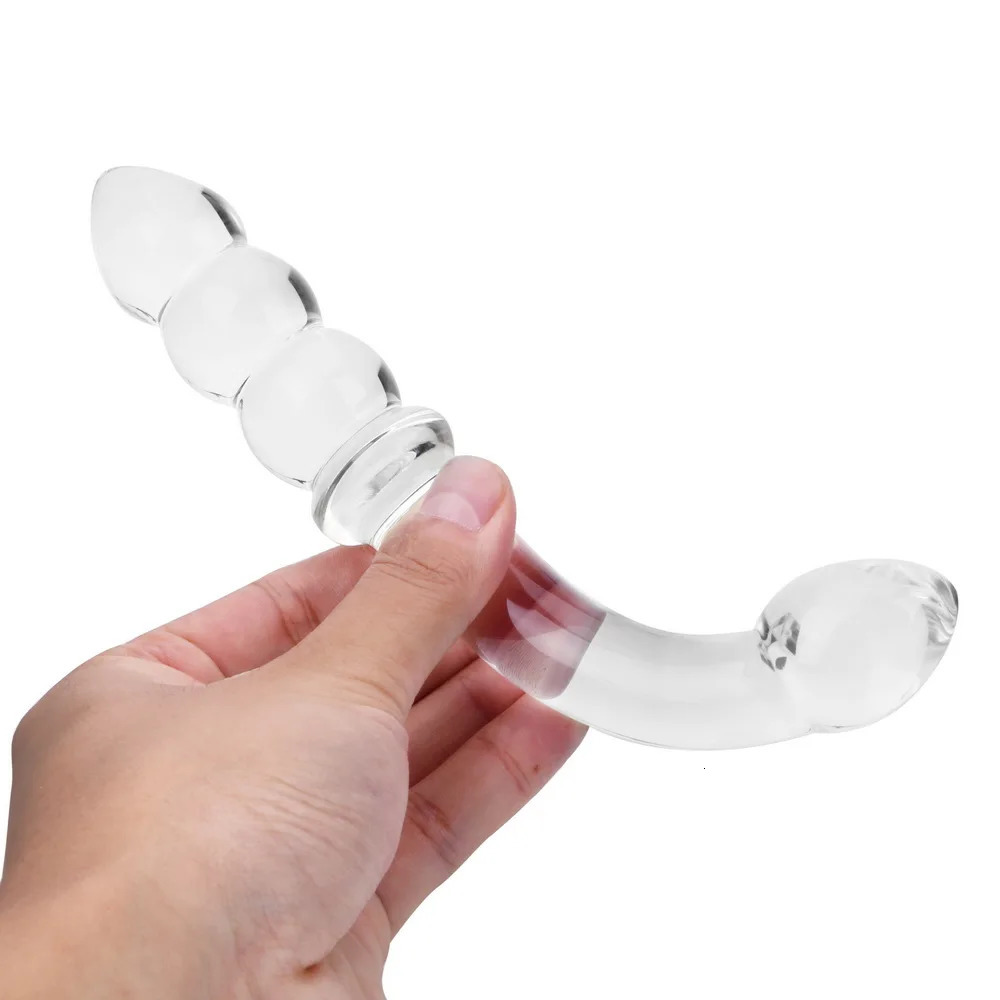 2 In 1 Glass Anal Beads Butt Plug For Women Hard Dildos Vaginal Anus Dilator Men Prostate Massager Female Masturbator Sex Toy 18 250320