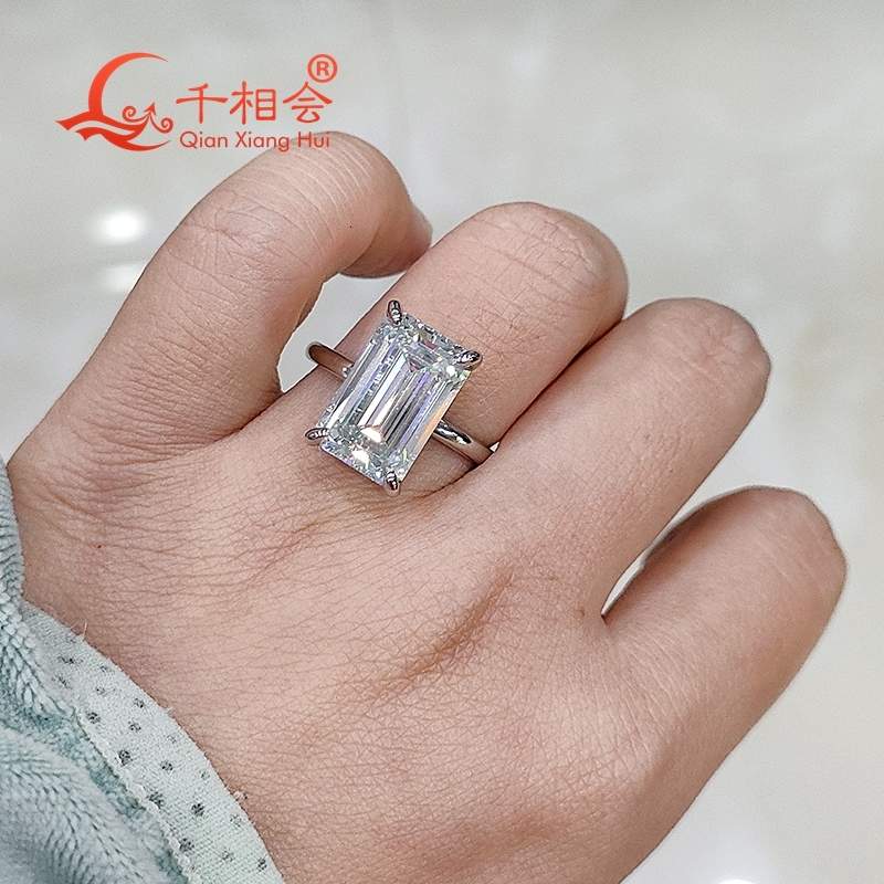 9*14mm emerald around round shape 925 Silver D VVS Moissanite Ring Men women Diamonds jewelry wedding datting gift fine Jewelry