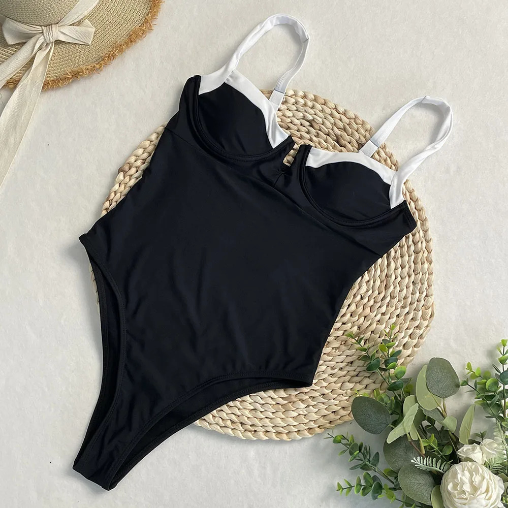 Serenechic 2025 patch work integrated swimsuit womens waist sexy tight bikini set Brazilian sole summer beachwear 250320Z