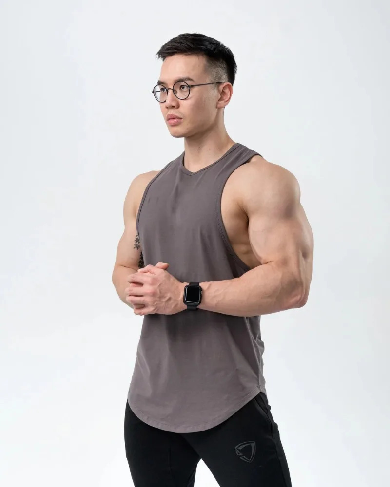 Mens Summer Cotton Workout Casual Tank Top Sleeveless Sportswear Shirt Gym Clothing Bodybuilding Undershirt Fitness Running Vest 250320