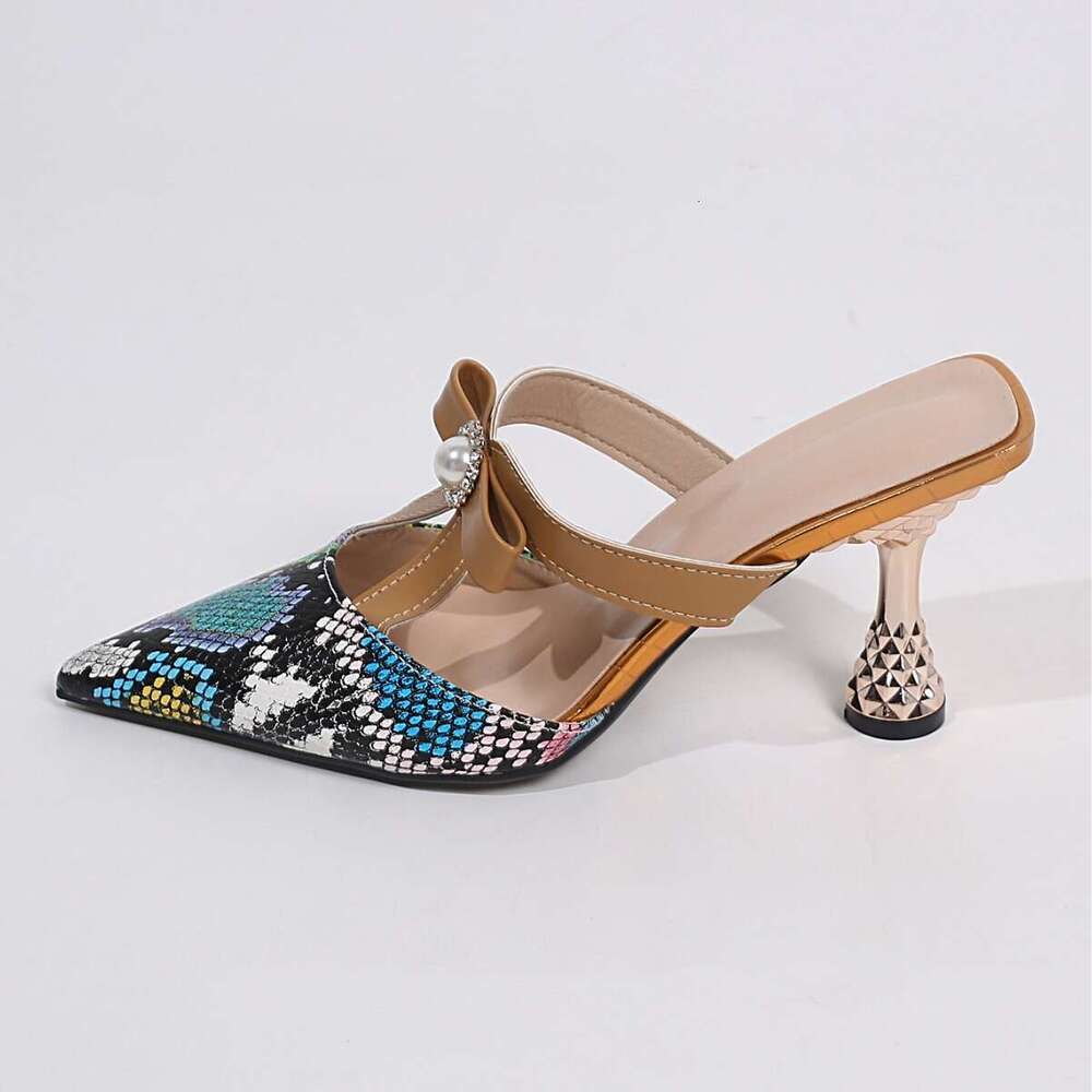 High Heel Autumn New Women S Shoes High Heels Pointed Slippers Snake Skin Pattern Strap Fashion Sandals