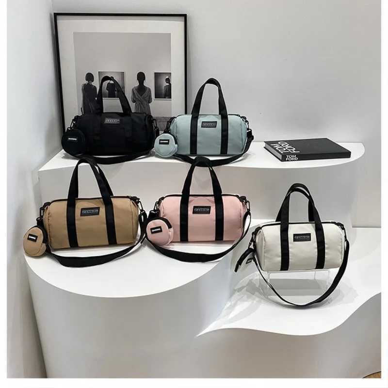 New Fashion Sports Casual Cylindrical Bag for Women 2024 New Simple Handbag Large Capacity Travel Shoulder Crossbody Bag Y250319