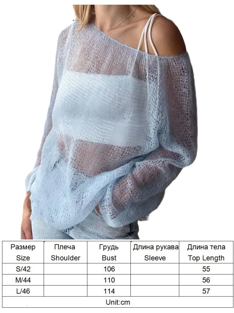TYHRU Womens Knitted Sweaters Lady Hollow out Thin Pullover Fashion Loose Sweatshirt Top Sweet Elegant Smock Female 250319