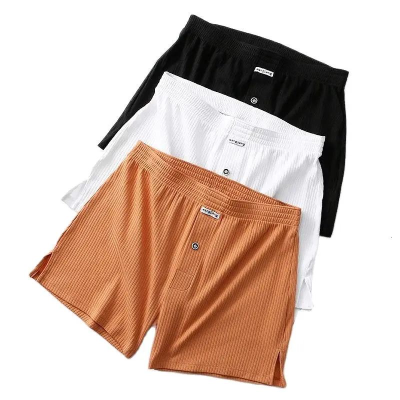 Mens Stretch Cotton Boxer Shorts Threaded Aro Pants Sleepwear Loungewear Boxers Male Underpants Panties 250320