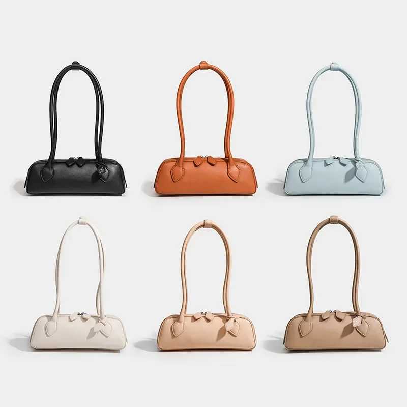 French niche sausage bag retro lingerie bag genuine leather handbag casual Cmuting Versatile single shoeT250321