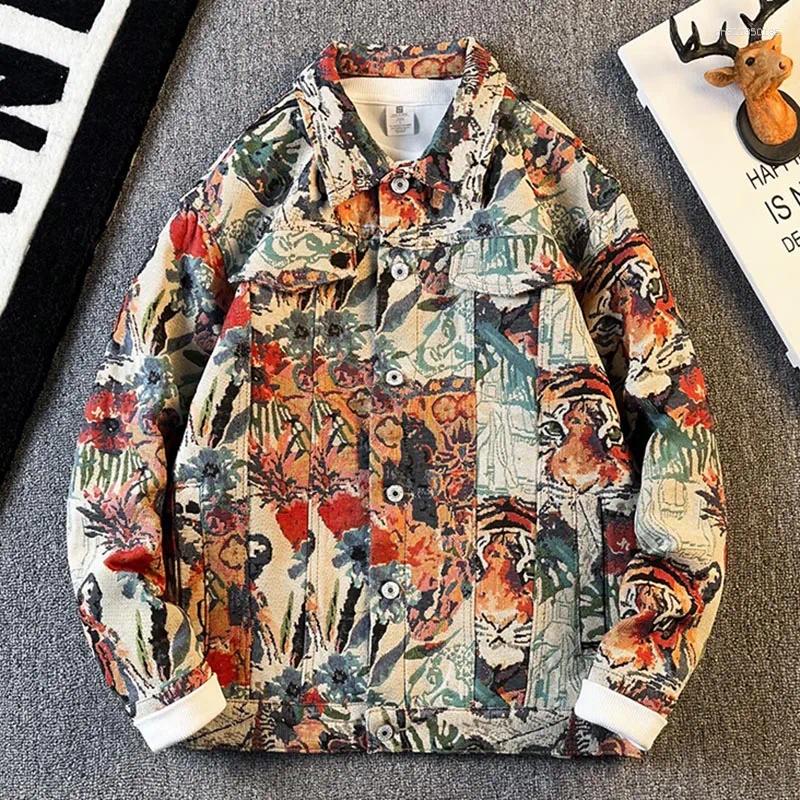 Men's Jackets Irregular Tiger-head Jacquard Spring New Casual Long-sleeved Fashionable Baseball Jacket Lapel Jacket
