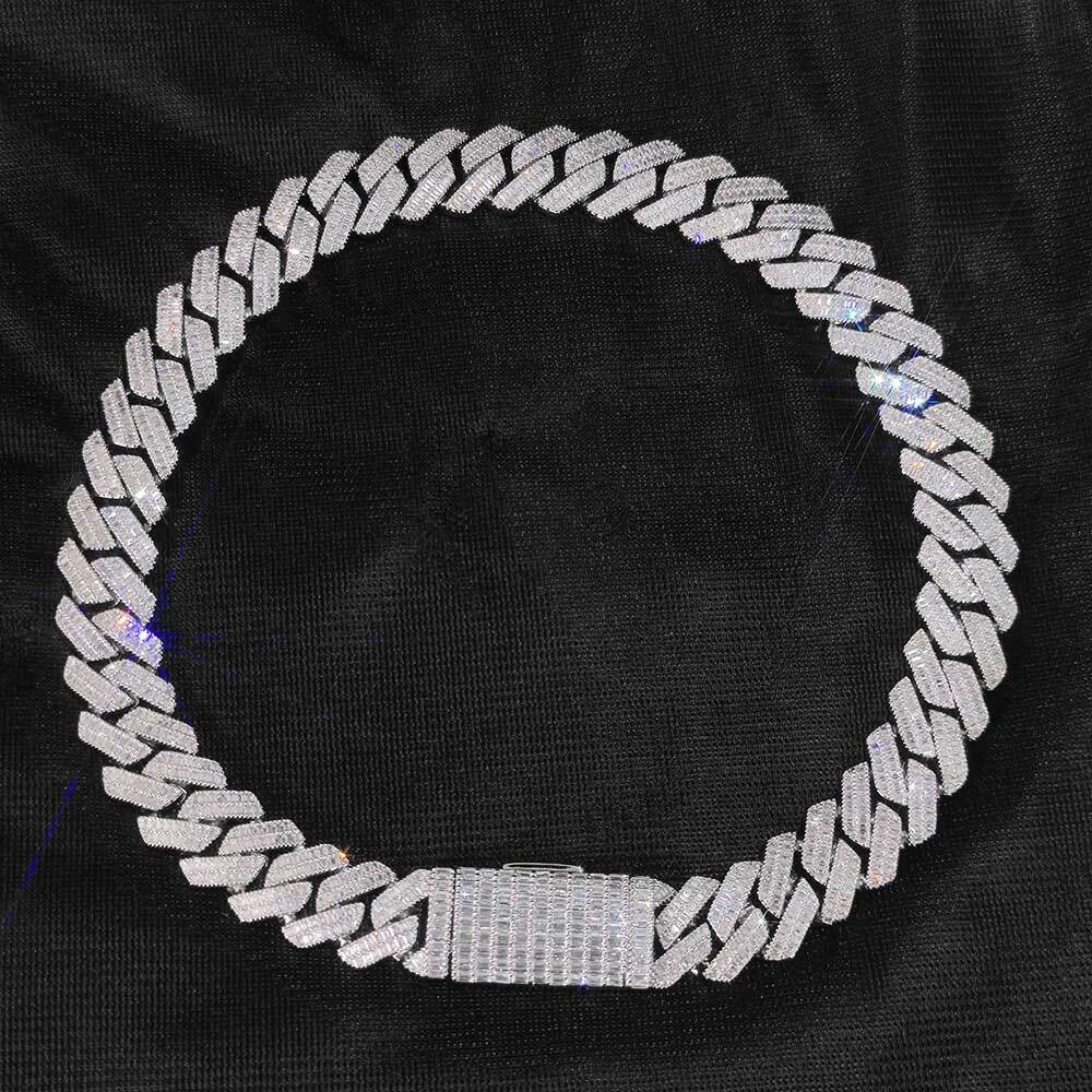 Hip-hop Fashion Jewelry With GRA Certificate VVS Moissanite Cuban Link Chain S925 Sterling Silver D Color Moissanite Necklaces