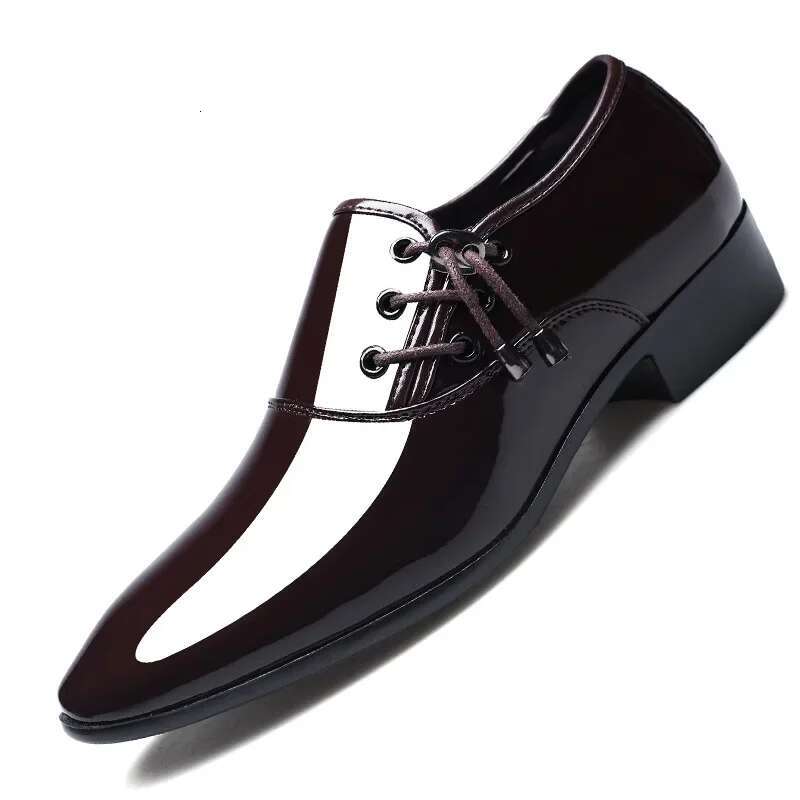 Trending Pointed Patent Leather For Business Shoe Bright Casual Large Wedding Party Shoes Men Oxfords