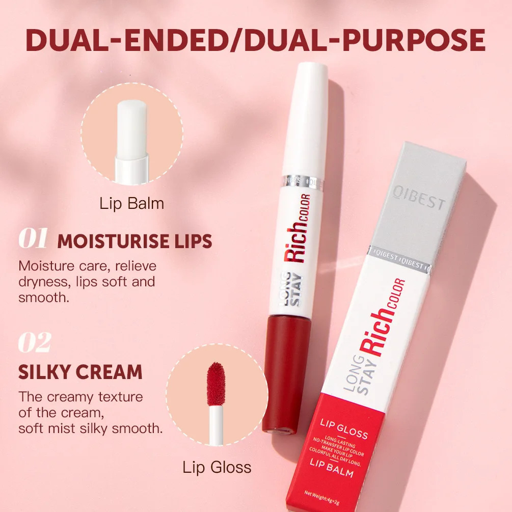 8 colors waterproof double-ended lip gloss hydrating non-stick cup not easy to fade long-lasting matte lip gloss 250317