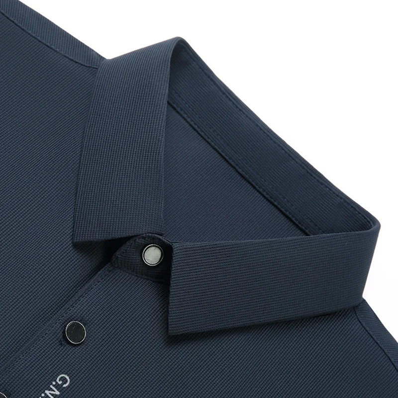 letter printing summer waffle high-end short sleeved T-shirt ice silk business lapel polo shirt thin mens clothing 250320