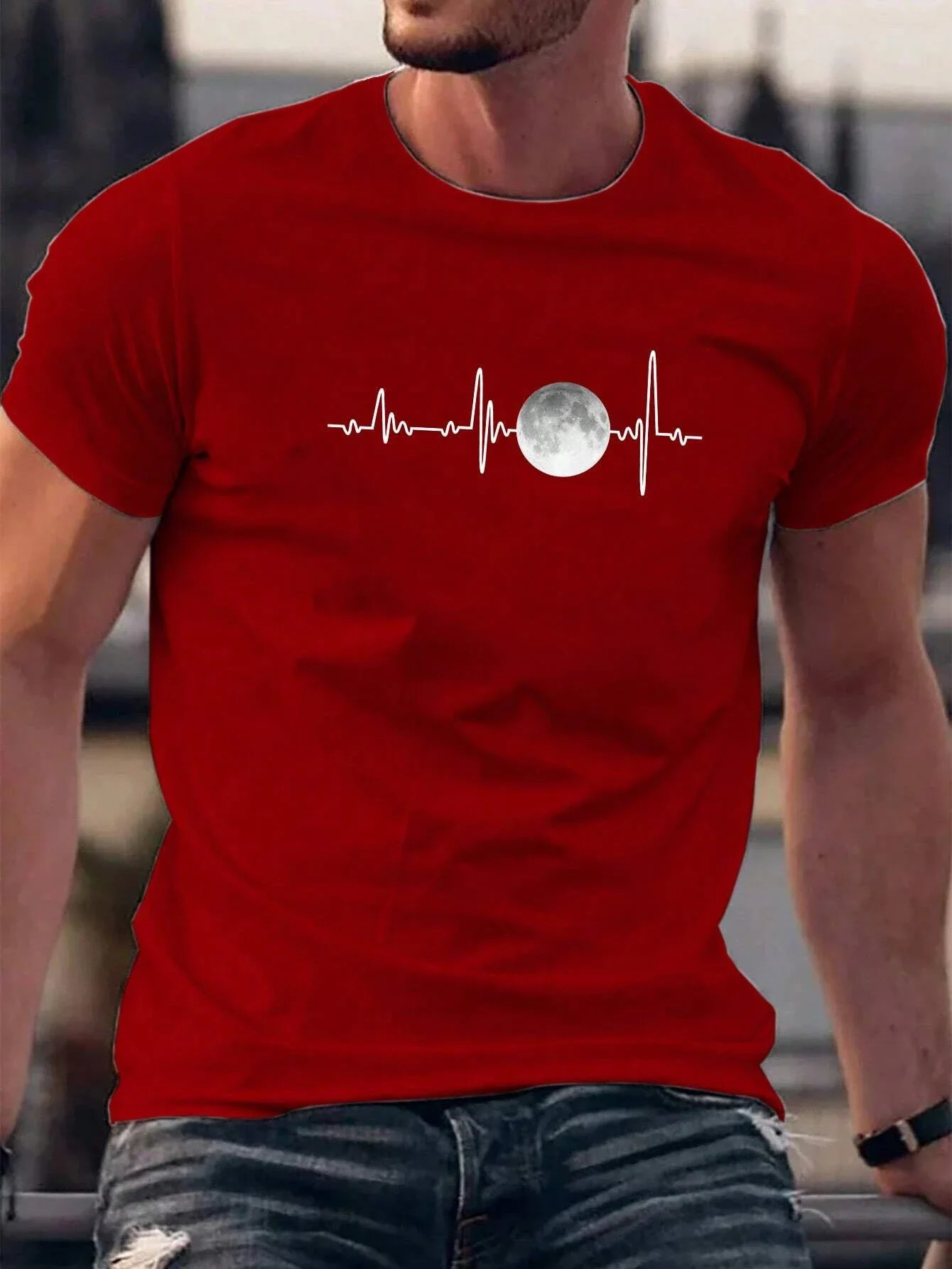 Moon Men Cotton Tshirt fashion plus size top casual short sleeved street clothing classic print arrival S4XL 250312