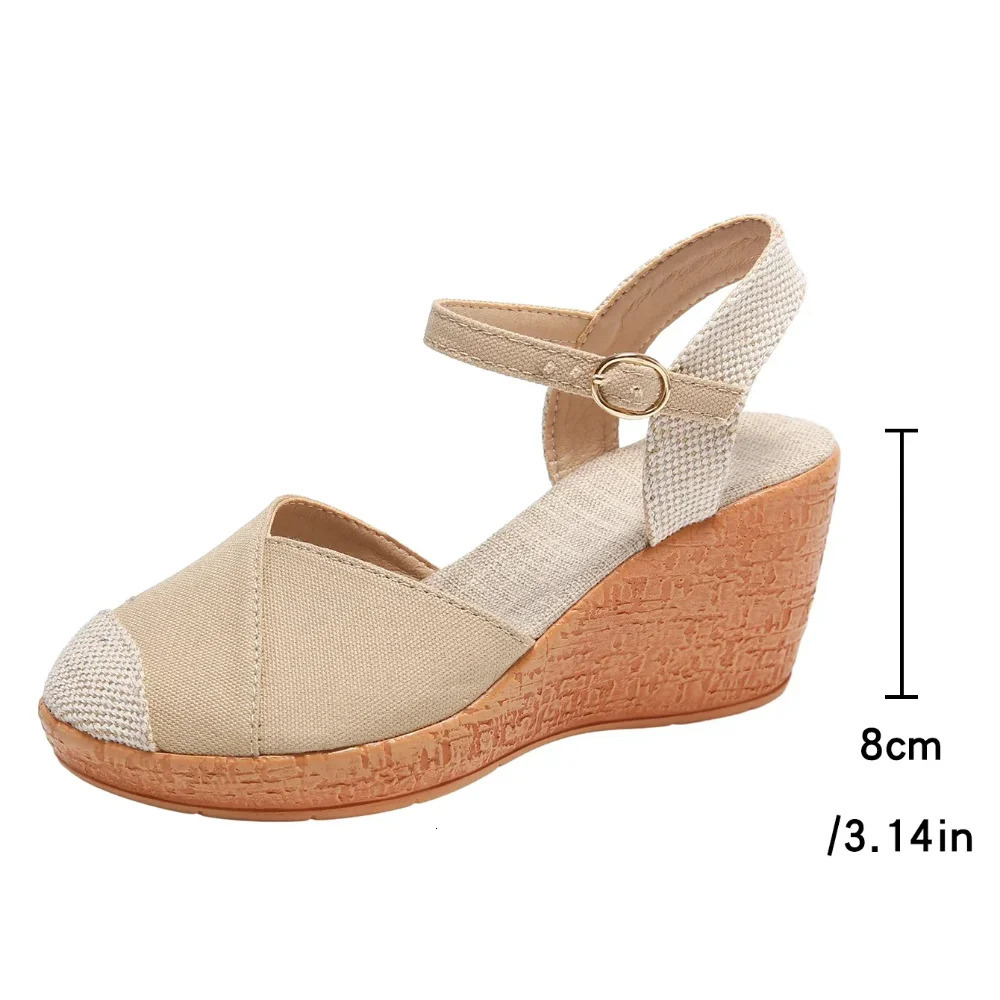 Ladies Sandals Platform Women Shoe Summer Wedges Espadrille High Heels Casual Ankle Strap Mixed Color Shoes For Female 250321BJ - view 7