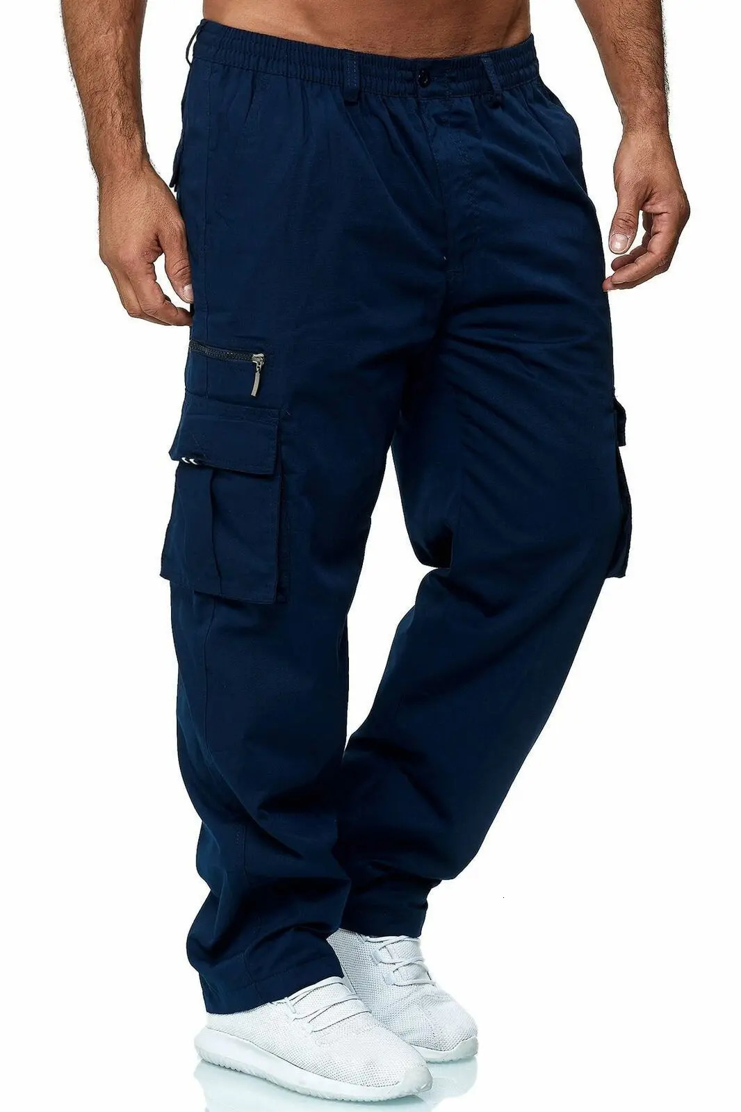 Mens casual multi pocket work pants outdoor loose straight leg mens fitness 250320