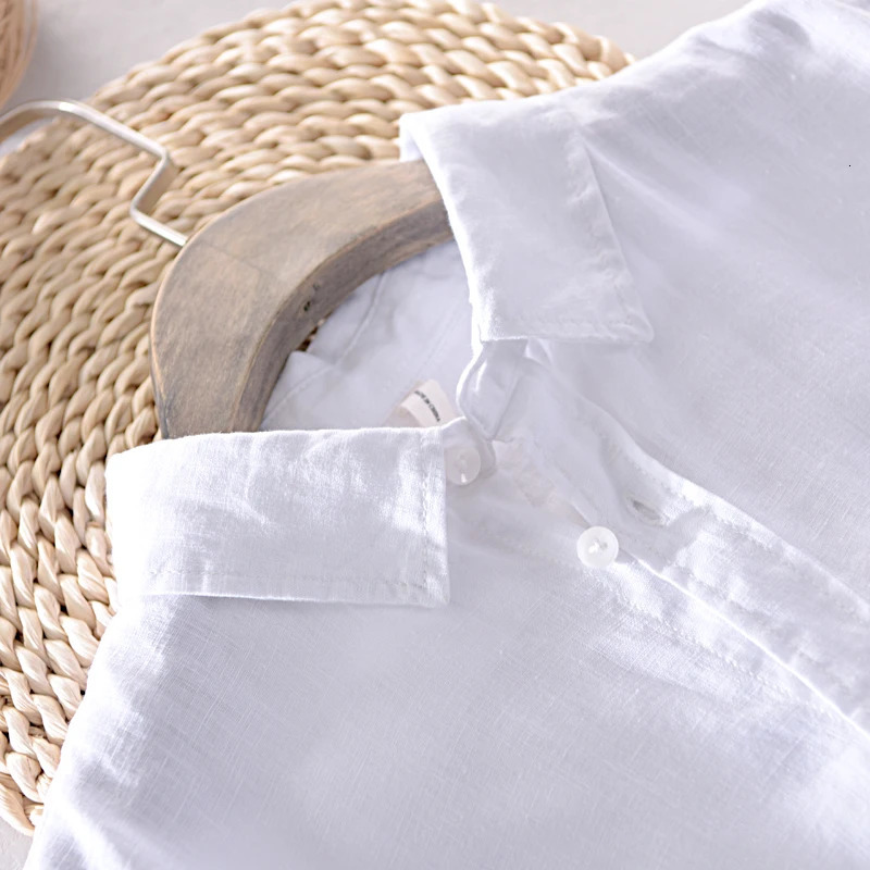 Italy Style 100% Linen Long-sleeved Shirt Men Casual 5 Colors Solid White Shirts For Men Top Camisa Chemise 250320
