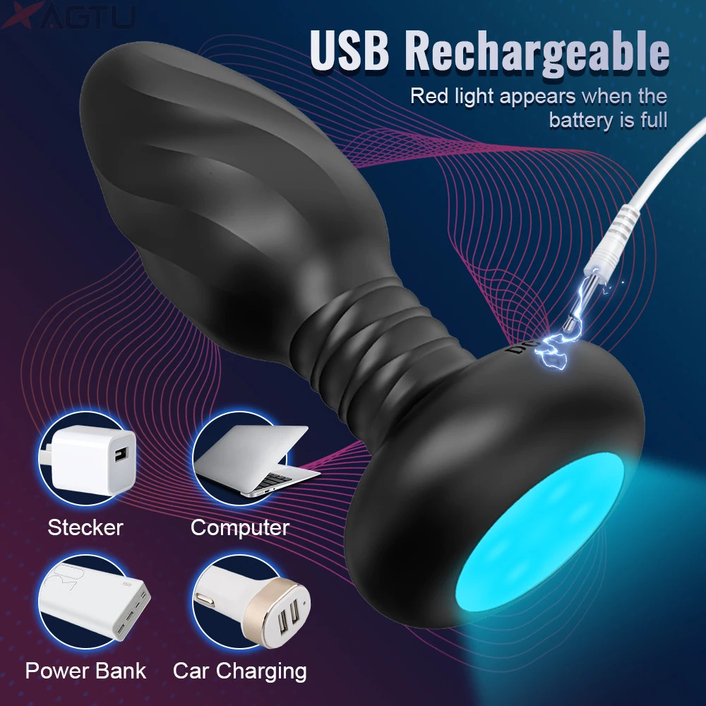 360° Rotation Vibrating Butt Plug for Men Wiggle Prostate Massager Gay APP Anal Vibrator Anal Plug with LED Sex Toy for Couples 250320