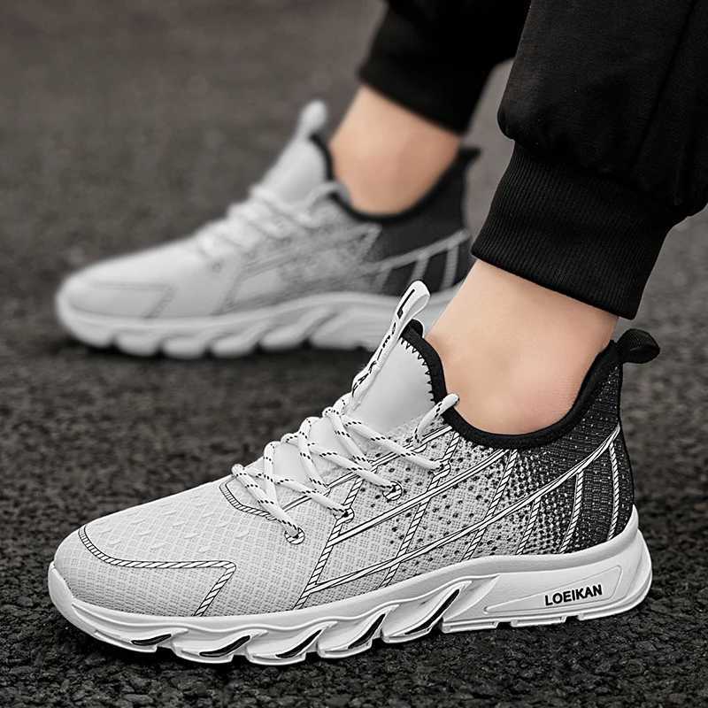 Mens plus size casual mesh sports shoes with soft soles for all seasons anti slip outdoor running shoes fashionable breathable lightweight sports shoe