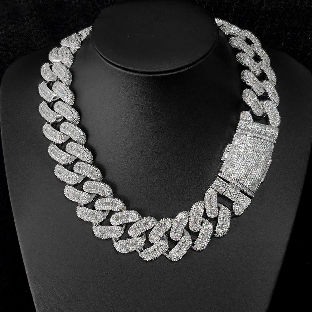 Hip Hop Jewelry 29mm Rectangle Zircon Dia k Necklace Men Iced Out Bg CZ Cuban Chain