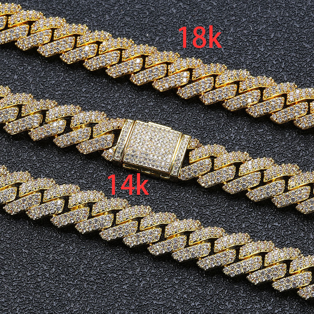 Women Mens Fashion Diamond Cuban Necklace 18K 14K Gold Plated Miami Cuban Iced Chain Jewelry Customized Laser