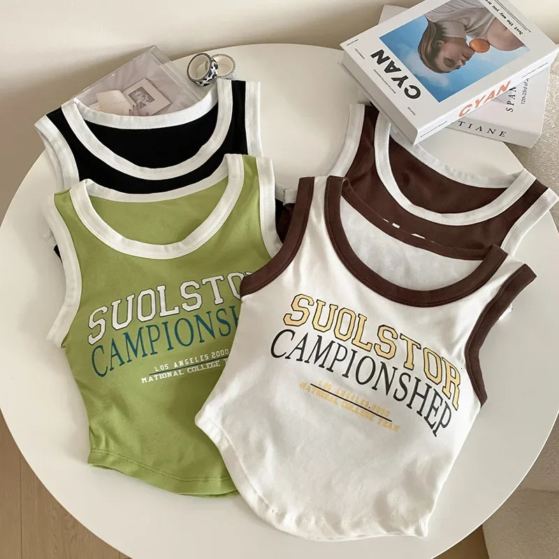 Pure Desire Strap Tank Top Womens Short Sleeve Non Letter Printed Close fitting Interior Chest Mat Girl Coat 250320