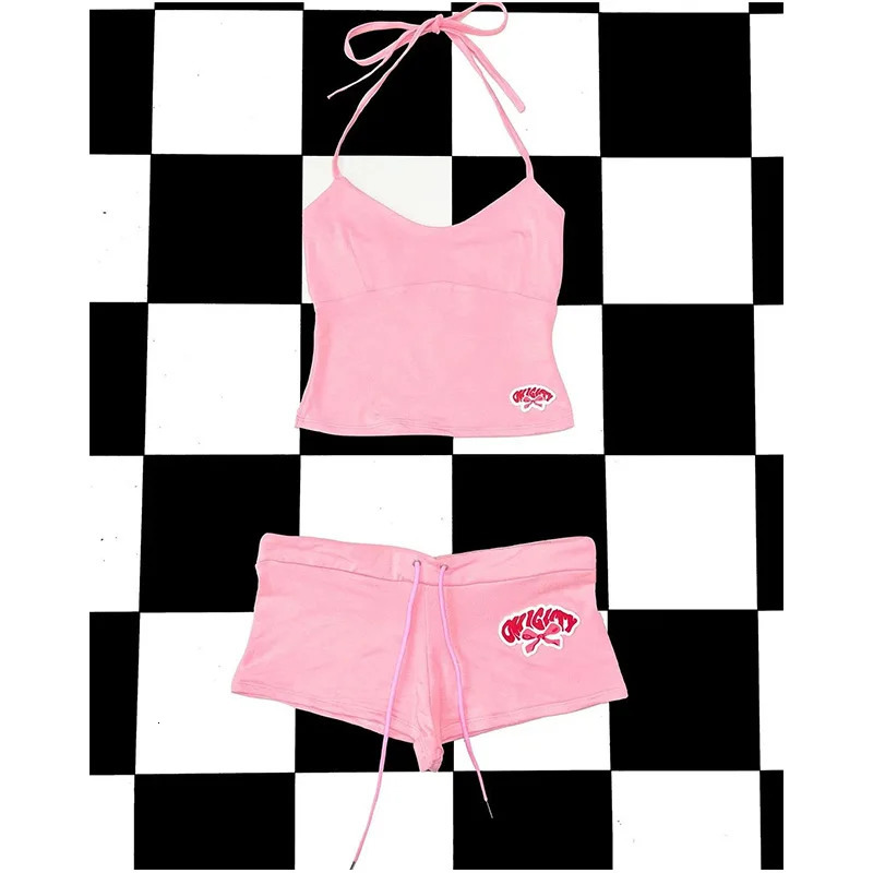 Y2k Crop Top Graphic Letter Print Grunge Streetwear Harajuku Camis Casual Summer Camis EmoGirl Aesthetics Women Shorts Sexy Pant 250320