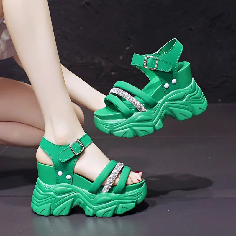 Sandals Women Platform Shoes Summer Open Height Increasing 10Cm High Heel Ladies Sandal Wedges Chunky Womens 250321BJ - view 3