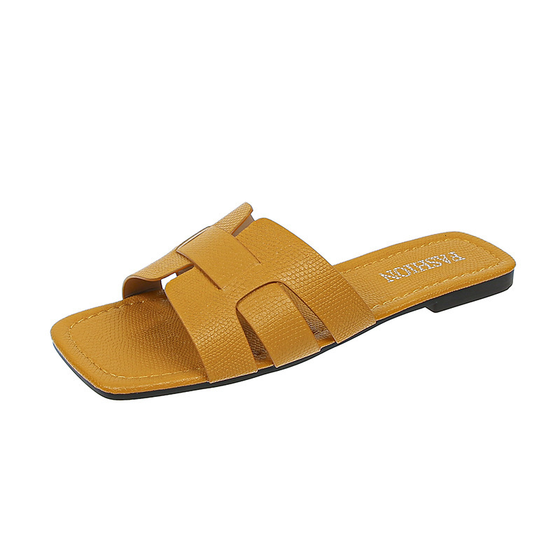 2025 Summer New Square Head H-shaped Cool Slippers For Women's Outerwear Summer New Soft Bottom Casual Versatile Fashion One Piece Drag