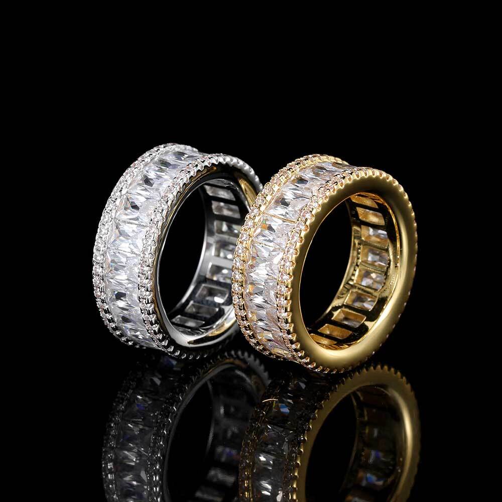 8mm Hip Hop Round Cubic Zirconia Cz Eternity Band Ring Fine Jewelry For Men Gifts For His