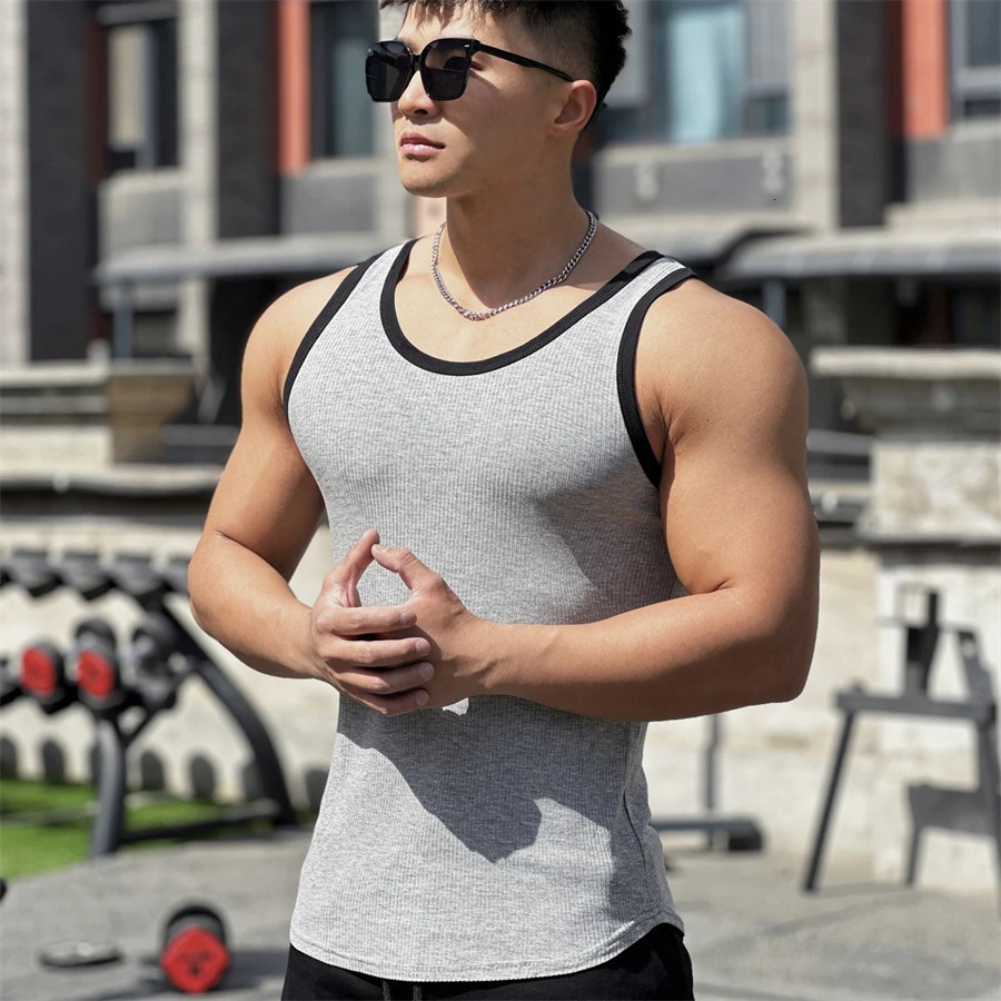 2024 Summer Mens Gym Mesh Vest Fitness Exercise Jogger Sleeveless Basketball Training Fashion Sports 250320Z