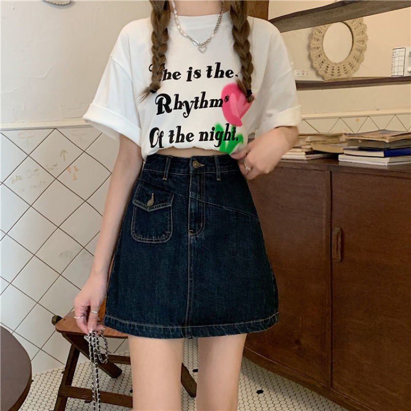 K41551 A3 high quality single breasted denim skirt female summer 2024 new tight hot girl sexy hip short skirt