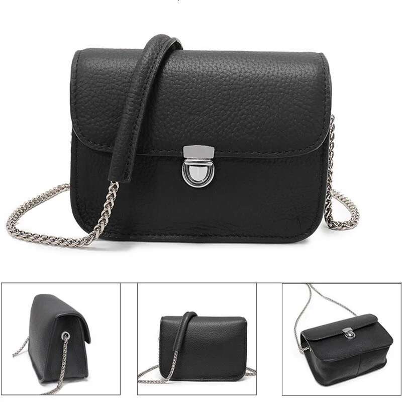 2023 Famous Brands Genuine Leather Women Messenger Fashion Chains Female Shoulder Bags Mini Flap Bag Candy Colors
