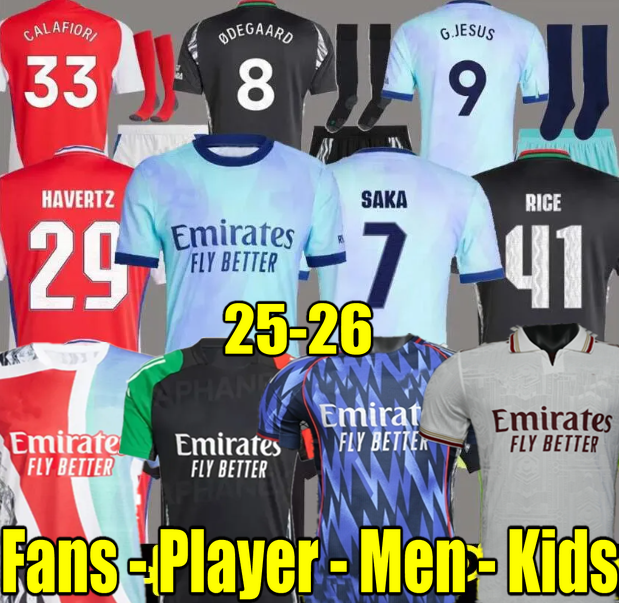 24 25 26 G.JESUS soccer jerseys RICE SMITH ROWE SAKA J.TIMBER MARTINELLI RUSSO 2025 2026 football shirt ODEGAARD SAMBI FABIO VIEIRA SALIBA HAVERTZ Men Kids