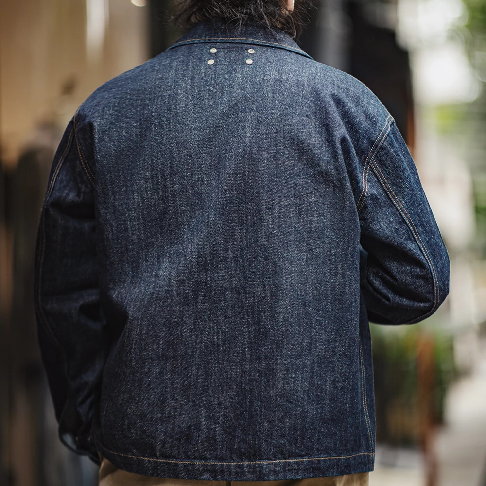 Maden retro 4-pocket 14OZ mens jacket stand up collar denim jacket mens spring jacket version 250318