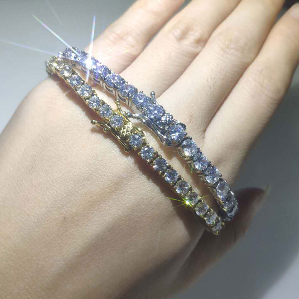 High Quality Brass 18/K Plated Tennis Chain Bracelet Iced Out 5A Cubic Zirconia Cz Mens Bracelets Gift Rapper Jewelry