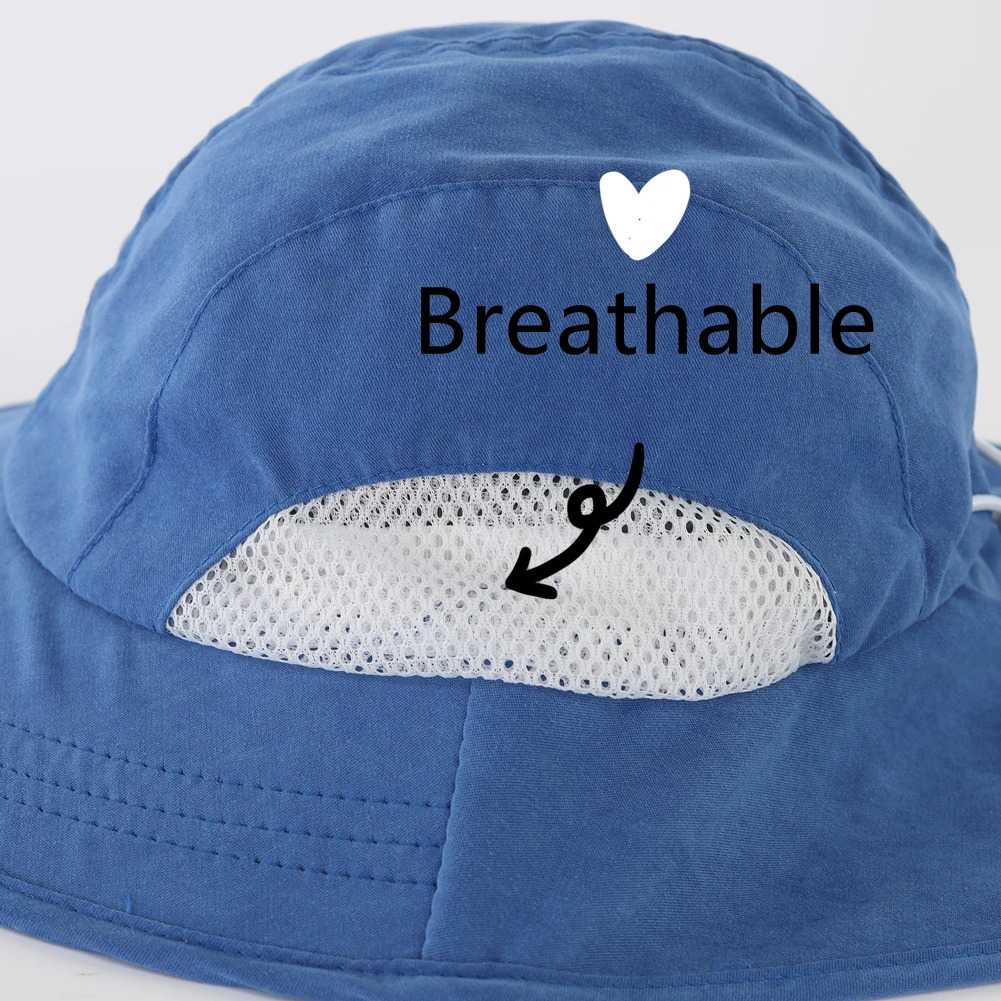Connectyle Preschool Boys and Girls Solid Summer Sun Hat Wide Brim UV Sunscreen Adjustable Outdoor Mesh Bucket Sun Hat 250320